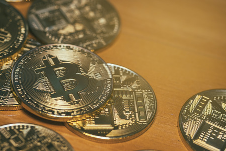 Bitcoin cryptocurrency digital cash Blockchain technology. Crypto business and investment concept.の写真素材