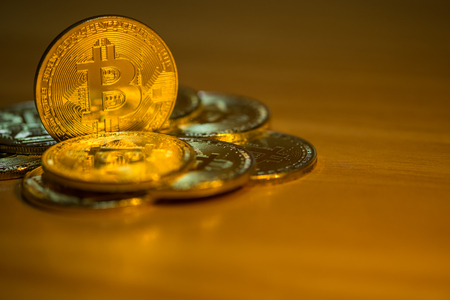Bitcoin cryptocurrency digital cash Blockchain technology. Crypto business and investment concept.の写真素材