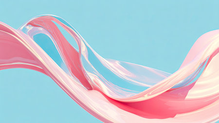 This image showcases abstract flowing waves in soft pink and blue tones, creating a serene and elegant visual. Perfect for artistic projects and modern designs.の素材