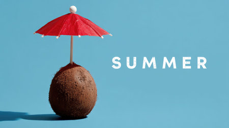 A delightful ice cream cone features a bright red umbrella, evoking the essence of summer. Perfect for showcasing tasty treats and sunny vibes.の素材