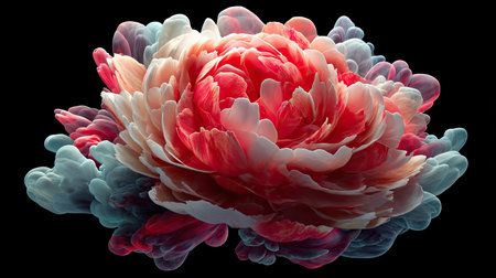 A captivating close-up of a beautiful pink and white flower, showcasing delicate petals in soft colors, perfect for nature themes or decorative purposes.の素材