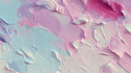 This abstract artwork features soft pink and blue textures with gentle brush strokes, creating a soothing and harmonious aesthetic ideal for backgrounds and designs.の素材
