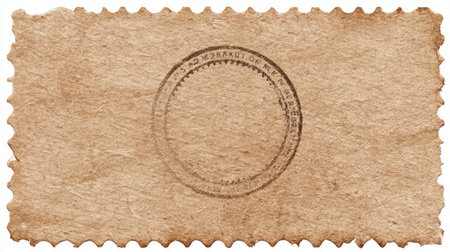 This image features a vintage brown paper background with a subtle circular stamp design, ideal for creative projects, stationery, and artistic presentations.の素材