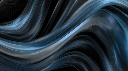 A captivating abstract digital artwork featuring smooth blue waves flowing elegantly against a dark backdrop, illustrating dynamic movement and artistic expression.の素材