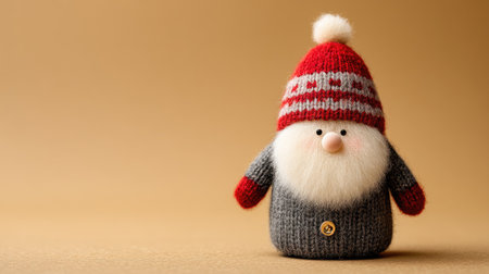 Adorable gnome figurine with a red knit hat and gray body adds charm to any holiday decor. Perfect for Christmas decorations and gifts.の素材
