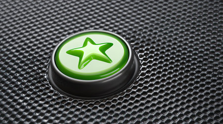 A striking bright green star icon set on a textured black background, showcasing a modern design. Ideal for digital graphics and creative projects.の素材
