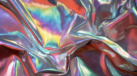 A captivating image showcasing a draped iridescent fabric that features vibrant colors reflecting light, creating an artistic and stylish texture suitable for various design projects.の素材