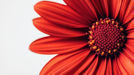 A stunning close-up of a vibrant red flower, highlighting its intricate petals and detailed center. Perfect for nature-themed designs and decor.の素材