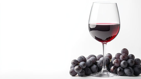 A stunning glass of red wine elegantly displayed next to fresh grapes. This composition captures the essence of wine culture, enhancing dining experiences.の素材