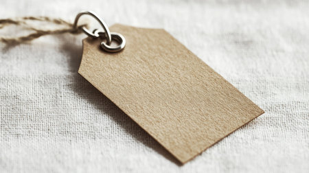 Blank vintage tag made of brown paper with a rustic finish. Perfect for crafting, labeling, or adding a personalized touch to gifts and projects.の素材