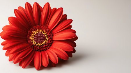 A striking red flower showcases intricate petals and a vivid center. Perfect for themes of beauty, love, and nature. Ideal for design projects and decoration.の素材