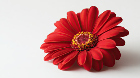 A stunning red flower showcasing vibrant petals on a minimalistic white background. Perfect for nature themes, floral designs, or artistic projects.の素材