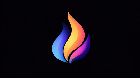This vibrant abstract flame design features a blend of colors on a sleek black background, ideal for creative projects and visual inspirations.の素材