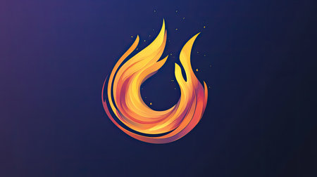 This artistic illustration features a vibrant flame design with warm colors against a dark backdrop, capturing the essence of energy and creativity in a modern style.の素材