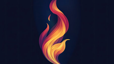 This vibrant abstract flame design features smooth flowing shapes in warm colors, creating an energetic and modern visual representation of fire and warmth.の素材