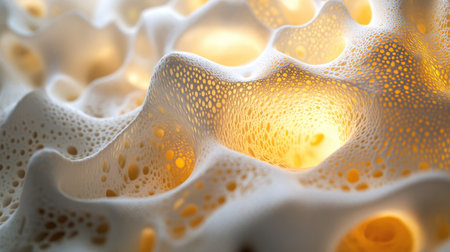 A captivating close-up of an organic texture featuring golden hues and intricate patterns. This image evokes feelings of wonder and beauty in nature-inspired design.の素材