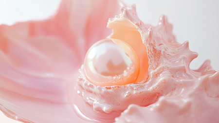 This stunning image features a luminous pearl nestled within a delicate pink seashell, showcasing natural beauty and elegance, perfect for decor or artistic projects.の素材