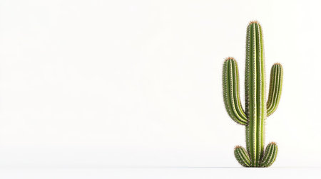 A striking image of a tall green cactus against a bright background, perfect for nature lovers and minimalist design themes. Ideal for decor or lifestyle projects.の素材