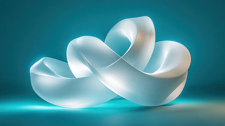 This mesmerizing abstract image features graceful light forms flowing in waves. The smooth shapes create a modern design element on a colorful background, evoking elegance and creativity.の素材