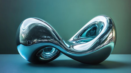 This captivating abstract sculpture features smooth curves and stunning reflections, perfect for modern decor. It adds elegance and artistry to any space.の素材