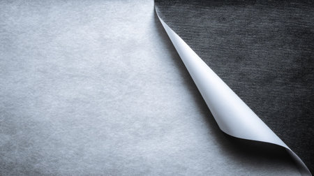 A creative and minimalist composition featuring a textured paper surface with a smooth white and dark gray contrast. Ideal for backgrounds and design projects.の素材