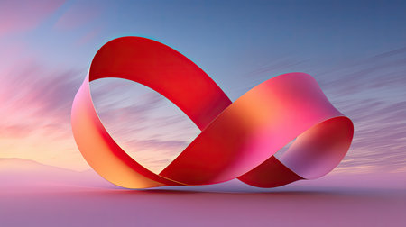 A stunning abstract infinity symbol featuring vibrant gradient colors set against a serene sunset backdrop, offering a creative and modern aesthetic.の素材