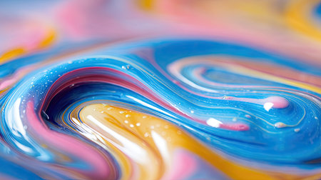 Stunning colorful abstract fluid art showcasing vibrant swirls of blue, pink, and orange. Perfect for backgrounds, wallpapers, or artistic projects.の素材