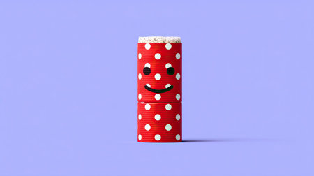 This playful red polka dot container features a cheerful smiley face, perfect for adding joy to your space. Its whimsical design brings a vibrant touch to any decor.の素材