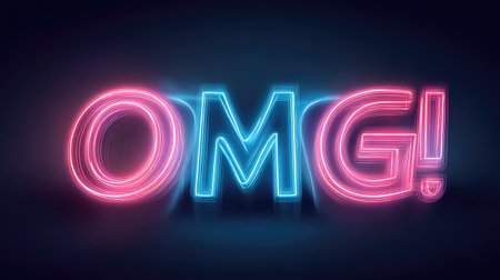 This striking image features a vibrant neon text design showcasing the expression "OMG!" in glowing blue and pink colors. Perfect for showcasing excitement and energy in various creative projects.の素材