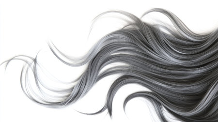 Captivating image of flowing black and silver hair cascading against a white background. Perfect for design projects, fashion layouts, or beauty concepts.の素材