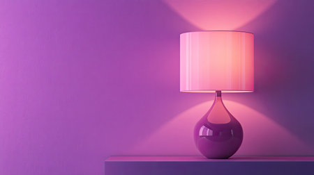A stunning purple lamp radiates soft light in a modern interior. This elegant piece enhances ambiance, offering a chic and stylish touch to any space.の素材