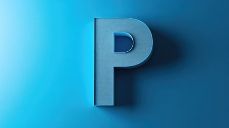 This image features a bold blue letter P set against a vibrant blue background, showcasing a textured surface and subtle shadow, perfect for creative projects.の素材