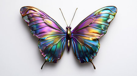 This stunning butterfly features iridescent wings with a vibrant color palette, showcasing the beauty of nature and artistry in a captivating composition.の素材