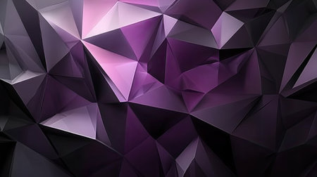 This abstract low-poly design showcases a blend of purple and black geometric shapes, creating a captivating visual experience perfect for modern digital projects.の素材