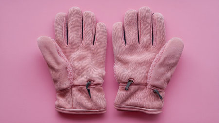 Charming soft pink winter gloves that blend style and warmth, perfect for cold weather activities. A fashionable accessory for cozy hands.の素材