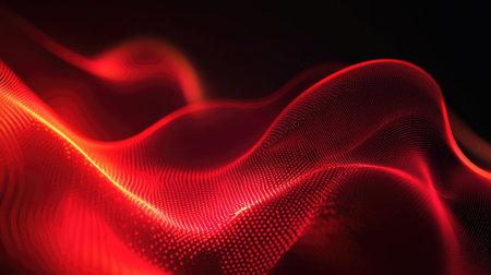 Explore vibrant abstract red waves featuring smooth flowing shapes and dynamic textures, creating a captivating visual experience in digital design.の素材