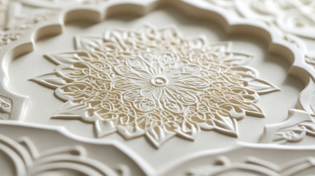 This stunning close-up showcases an intricate floral design embossed on a textured surface, perfect for backgrounds, art, or decoration inspiration.の素材