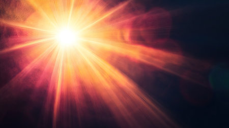 A captivating display of bright light rays shining against a dark backdrop, creating a vibrant and energetic atmosphere perfect for artistic visual projects.の素材