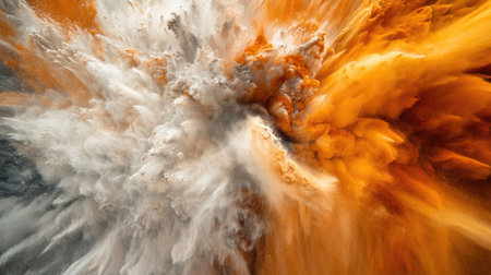 A captivating image showcasing an abstract explosion of colorful smoke and dust, creating a vibrant contrast in dynamic motion and energetic movement.の素材