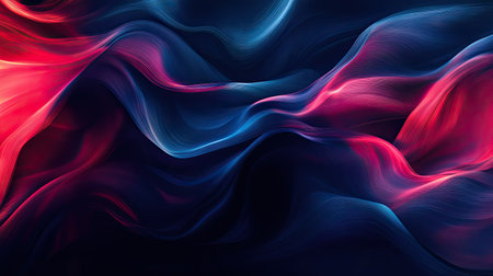 Vibrant abstract artwork featuring smooth waves of red and blue light, creating a dynamic visual experience. Perfect as a digital background or wallpaper.の素材
