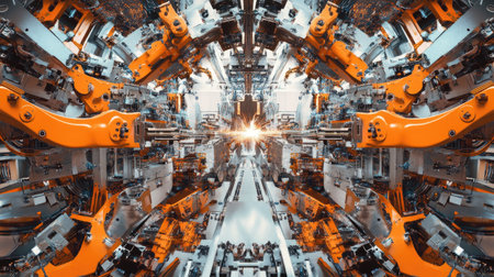 Explore a vibrant and intricate robot arm environment showcasing advanced machinery and engineering. This image captures the essence of modern automation and innovation.の素材