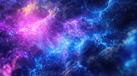 Explore a vibrant abstract cosmic background featuring colorful light effects, perfect for projects related to science, exploration, or artistic expression.の素材