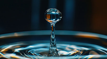 Capture the mesmerizing beauty of a water droplet creating ripples upon impact. This stunning macro image emphasizes clarity and elegance in nature's design.の素材