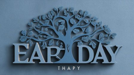 Unique artistic representation for Earth Day with a beautiful tree design in calming blue tones. Perfect for eco-friendly themes and awareness campaigns.の素材