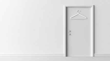 A minimalist white door featuring a hanger, set against a clean wall in a contemporary interior space, representing a simple yet stylish design concept.の素材