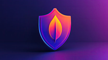This vibrant shield icon combines a leaf design, symbolizing nature and protection. The abstract graphic creates a modern feel suitable for various digital applications.の素材