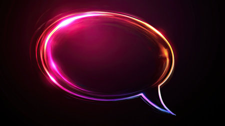 A colorful luminous speech bubble design featuring dynamic light effects and a glow. Ideal for communication themes, modern artwork, and digital formats.の素材