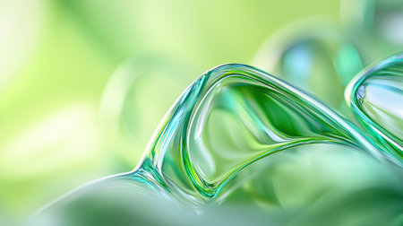 This abstract image features smooth green curves that gracefully reflect soft light, creating a serene and tranquil atmosphere suited for various design projects.の素材