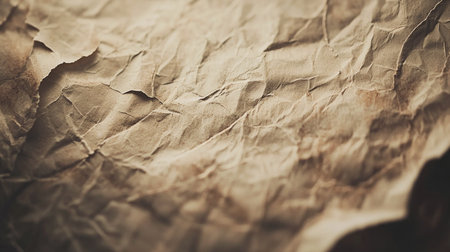 Close-up of a vintage crumpled paper surface highlighting its intricate textures and natural imperfections. Ideal for creative projects and design inspirations.の素材