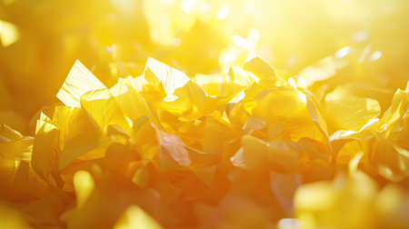 This image features a vibrant and bright yellow crumpled paper texture, perfect for artistic backgrounds and creative design projects. The warm lighting adds depth and dimension.の素材